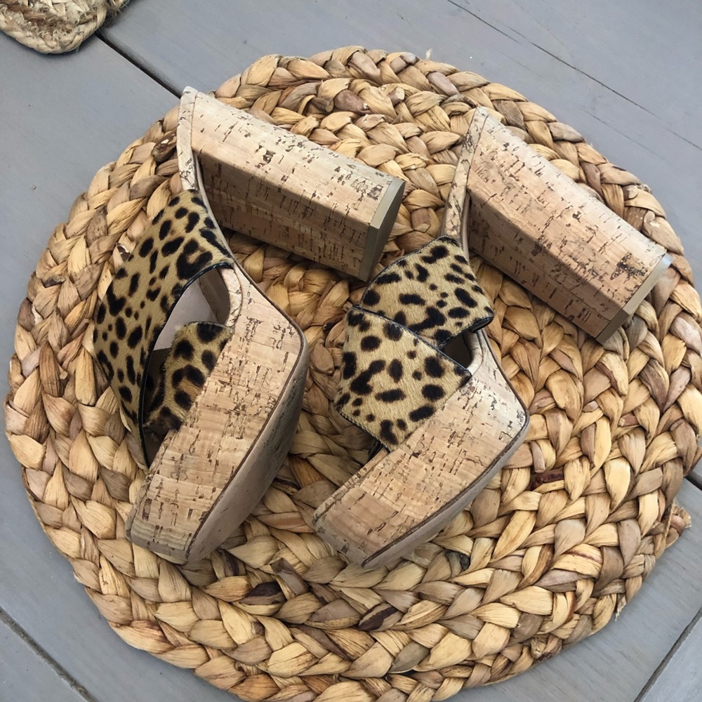 Gianvito Rossi animal print, cork bottom heels